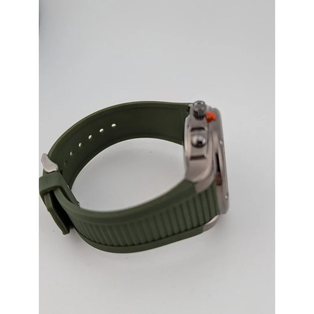 Geneva Watch Men 43mm Case Analog Digital Green Band- New Battery